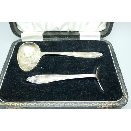 7226 - A silver Christening set, A.S.P Co., Sheffield 1937, with engraving, 31g