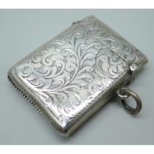 7229 - A silver vesta case, Birmingham 1904, 21g