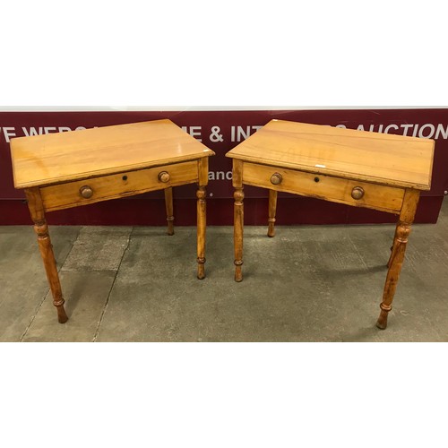 108 - A pair of Victorian satin birch single drawer side tables, manner of Gillows, Lancaster