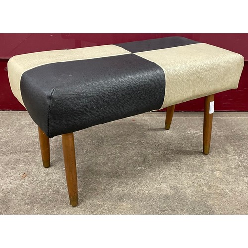 83 - A beech and cream and black vinyl pouffe