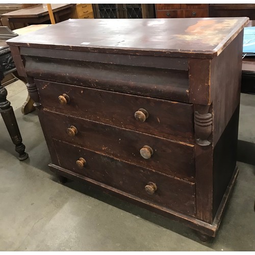 130 - A Victorian stained pine chest of drawers