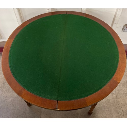 191 - An Edward VII inlaid mahogany demi-lune fold over games table