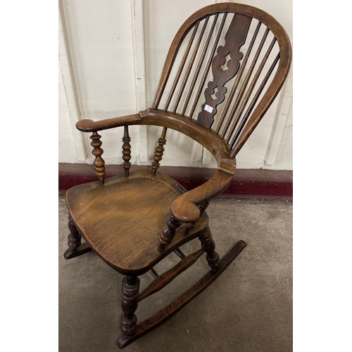 198 - A Victorian elm and beech Windsor rocking chair