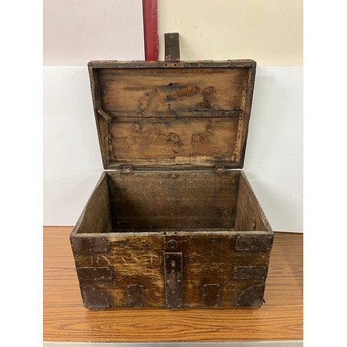 310 - An 19th Century oak and metal bound chest