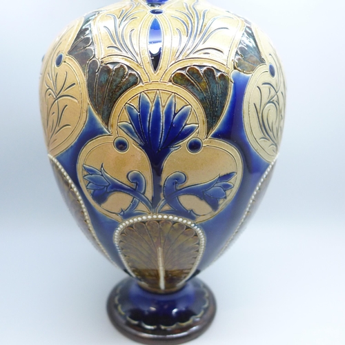 2002 - A Doulton Lambeth Art Nouveau vase, dated 1879, signed to base, monogram HB, 27cm