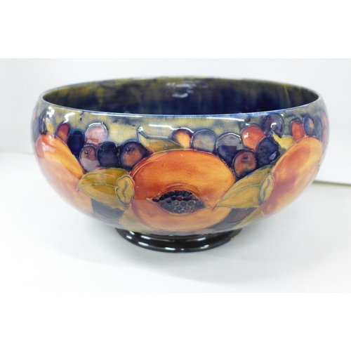 2005 - A large Moorcroft open pomegranate fruit bowl, impressed mark 274, painted signature, 29cm diameter,... 