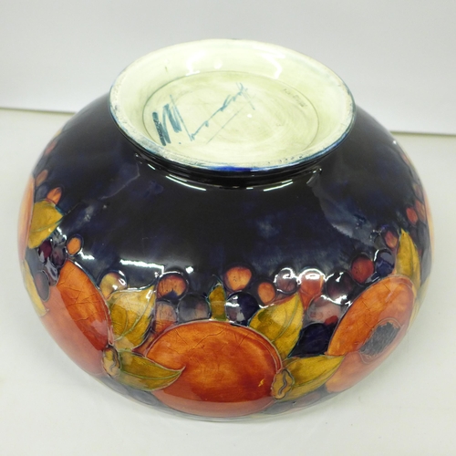 2005 - A large Moorcroft open pomegranate fruit bowl, impressed mark 274, painted signature, 29cm diameter,... 