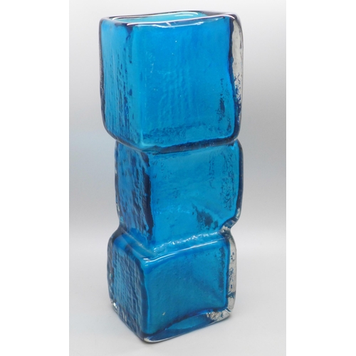 2009 - A Whitefriars 'Drunken Bricklayer' vase, in kingfisher blue, 21cm