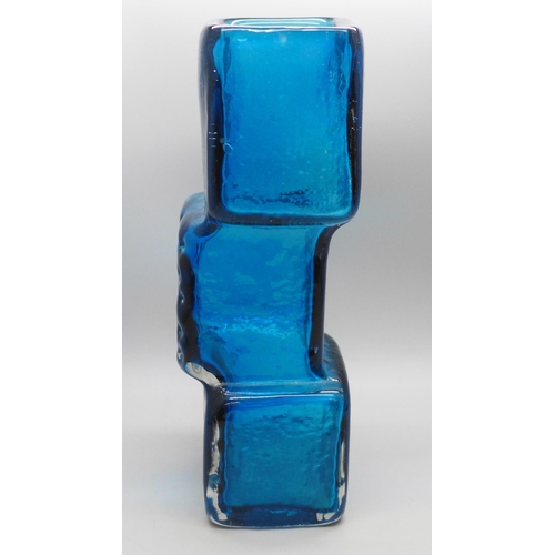 2009 - A Whitefriars 'Drunken Bricklayer' vase, in kingfisher blue, 21cm