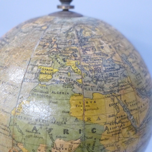 2012 - A 1930s globe on metal mount and Bakelite stand, stand 10cm