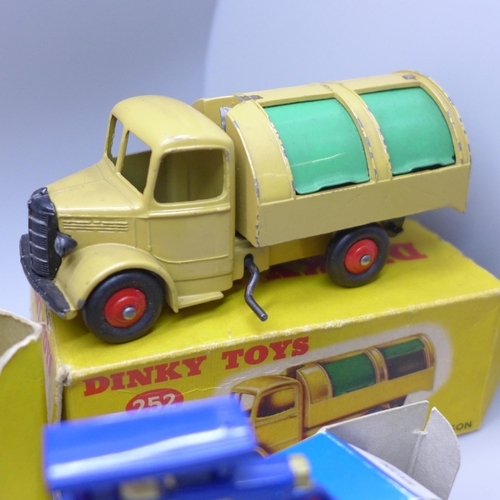 2017 - Seven die-cast model vehicles; Dinky Toys 252 refuse wagon and 290 double deck bus, Matchbox No1 and... 