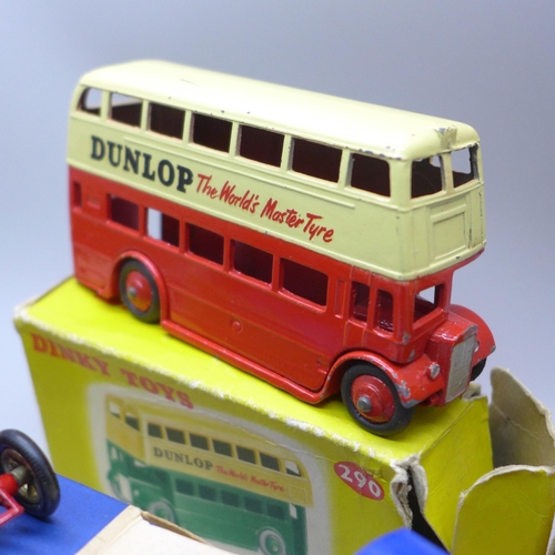 2017 - Seven die-cast model vehicles; Dinky Toys 252 refuse wagon and 290 double deck bus, Matchbox No1 and... 