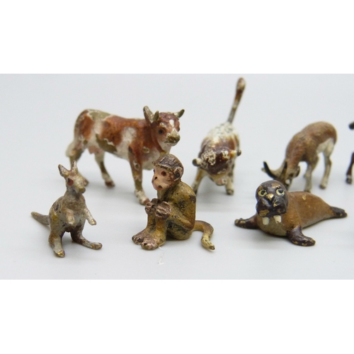 2031 - A collection of Viennese cold painted miniature animal figures, twelve in total