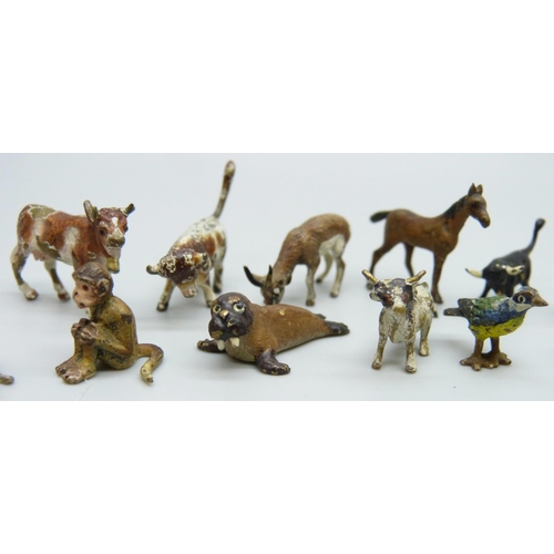 2031 - A collection of Viennese cold painted miniature animal figures, twelve in total