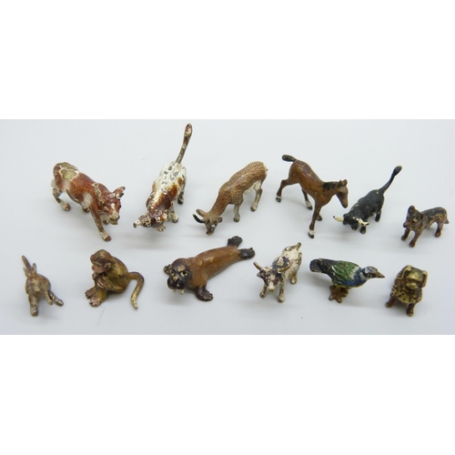 2031 - A collection of Viennese cold painted miniature animal figures, twelve in total