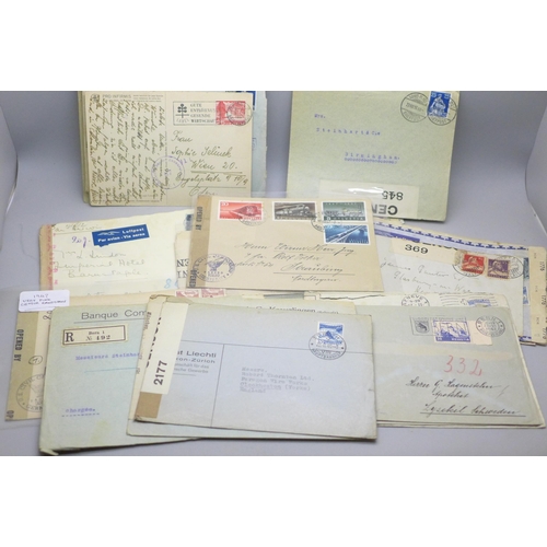 2039 - Stamps; a collection of Swiss censored envelopes, (40)