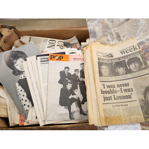 2091 - The Beatles; large collection of ephemera, magazines 1960s to ‘90s, newspapers with related articles... 