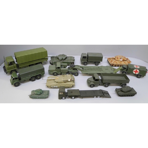 2098 - A collection of military vehicles including Corgi, Dinky and Matchbox