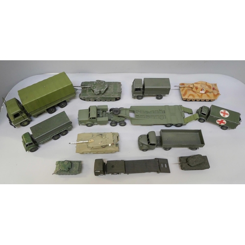 2098 - A collection of military vehicles including Corgi, Dinky and Matchbox