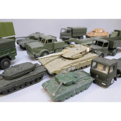 2098 - A collection of military vehicles including Corgi, Dinky and Matchbox