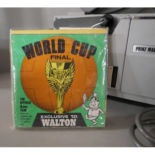 2128 - A Prinz Magnon Duo dual gauge projector includes the 1966 World Cup Final official 8mm film