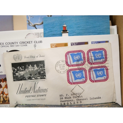 2139 - A boxed collection of stamps; to include three albums, first day covers and loose. From 1960s onward... 