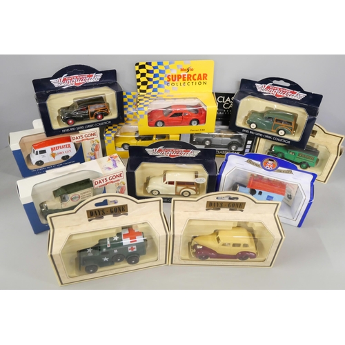 2147 - A box of Die-Cast model vehicles, including Lledo Days Gone, Corgi, Shell, ERTL Classic Vehicles, et... 