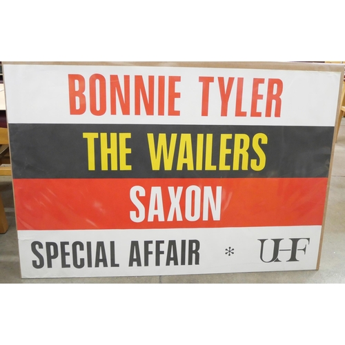 2154 - Pop music poster advertising The Wailers, Saxon, Special Affair, and Bonnie Tyler from Graham Oliver... 