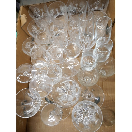 2159 - Ten Edinburgh crystal whiskey glasses, one other with engraving, six champagne glasses (4,2), a glas... 