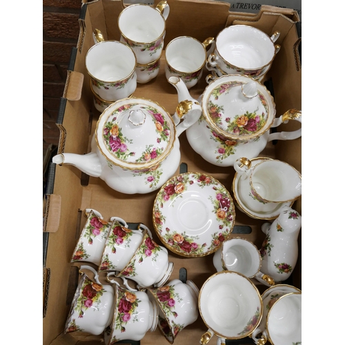 2161 - A suite of bone china Royal Albert Old Country Roses tea and dinnerware, comprising of tea and coffe... 