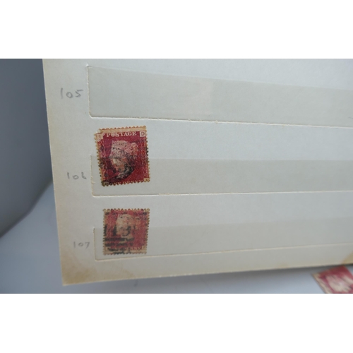 2173 - Stamps; an album containing duplicated stock of Great Britain penny plates