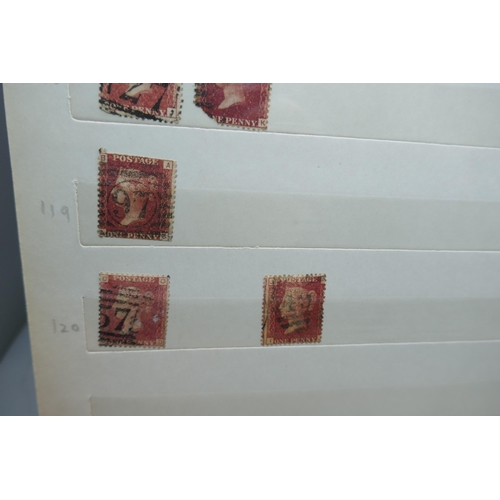 2173 - Stamps; an album containing duplicated stock of Great Britain penny plates