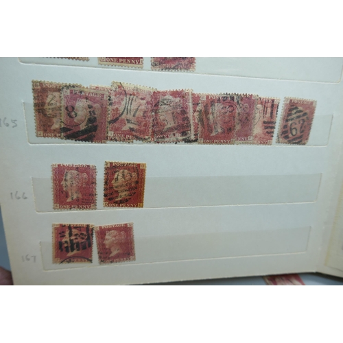 2173 - Stamps; an album containing duplicated stock of Great Britain penny plates