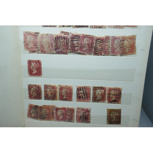 2173 - Stamps; an album containing duplicated stock of Great Britain penny plates