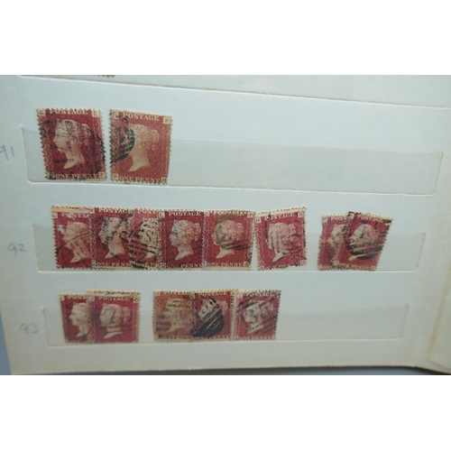 2173 - Stamps; an album containing duplicated stock of Great Britain penny plates