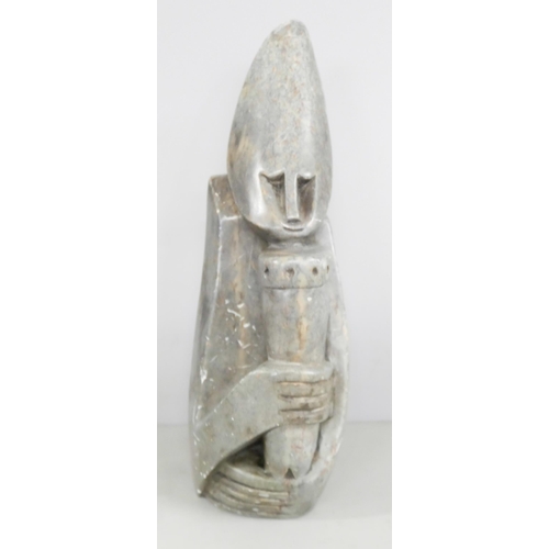 2193 - Three carved African items including soapstone, tallest 34cm