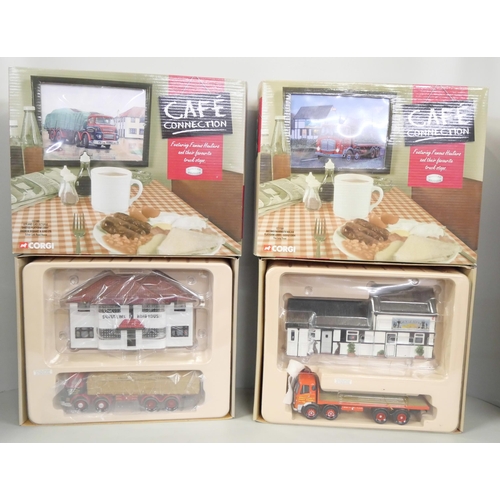 2198 - Six Corgi Cafe Connection die-cast model vehicles, featuring Famous Hauliers and their favorite truc... 