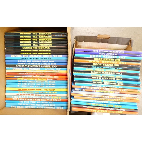 2231 - Two boxes of children's annuals 1991-2010, Bash Street Kids, Desperate Dan, Topper, Beezer, Dennis t... 