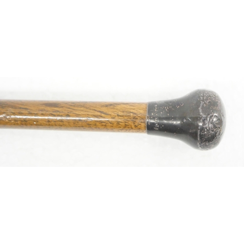 2236 - A walking stick with silver top and a Japanese bamboo parasol