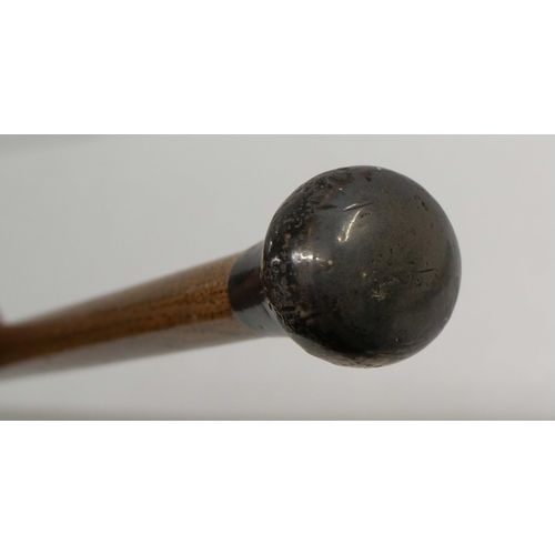 2236 - A walking stick with silver top and a Japanese bamboo parasol