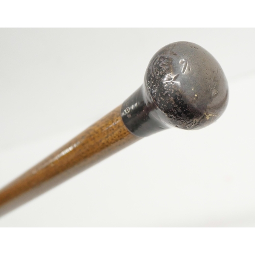 2236 - A walking stick with silver top and a Japanese bamboo parasol