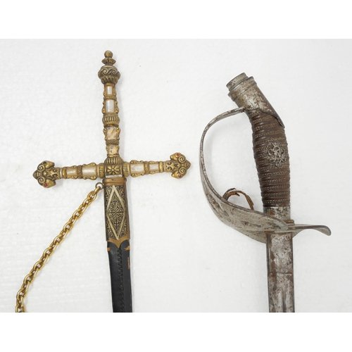 2237 - A 19th Century Prussian infantry sword, blade marked Ernst Busch Solingen and scabbard and a dress s... 