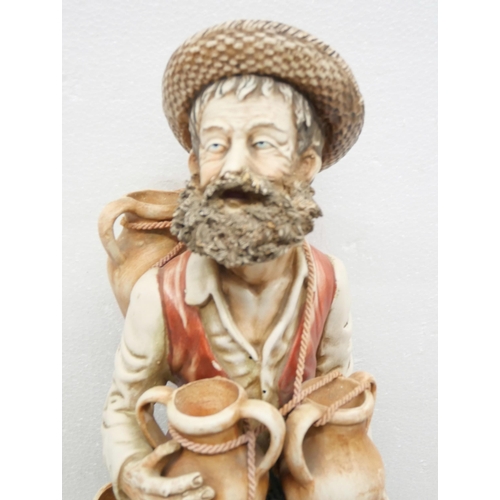 2253 - Two Capodimonte figures, tramp on bench and cobbler and two others in the same style **PLEASE NOTE T... 