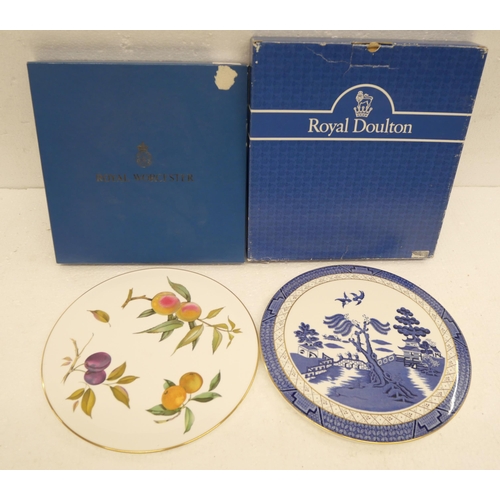 2259 - Two boxes of Royal Worcester Evesham, Booths Real Old Willow, Portmeirion oven to table wares, oval ... 