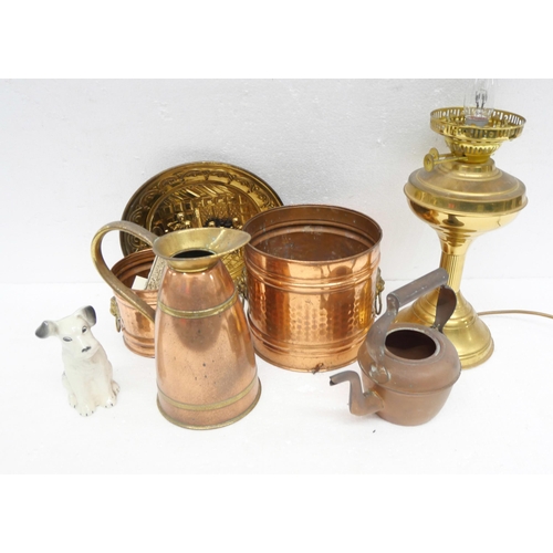 2270 - A box of mixed brass, other metalwares, china and some costume jewellery **PLEASE NOTE THIS LOT IS N... 