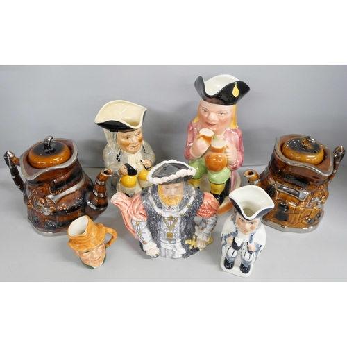 2281 - A collection of Toby jugs including two in the form of teapots, includes Royal Doulton, Tony Wood St... 