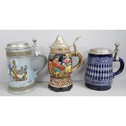 2282 - A collection of six steins includes Dudson stoneware, one musical and a water jug **PLEASE NOTE THIS... 