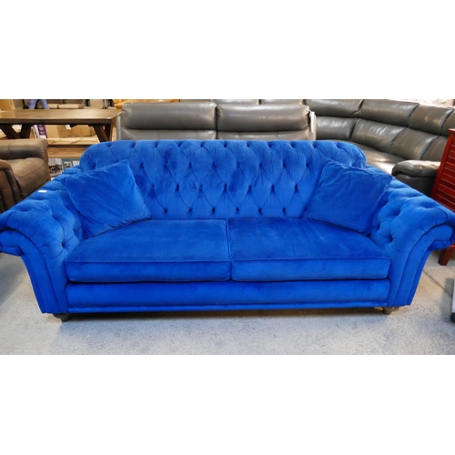 3154 - Blue velvet Bordeaux 4 seater Sofa, original RRP £874.99 + VAT (4220-11) *This lot is subject to VAT