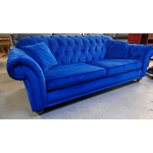 3154 - Blue velvet Bordeaux 4 seater Sofa, original RRP £874.99 + VAT (4220-11) *This lot is subject to VAT