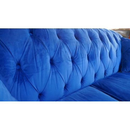 3154 - Blue velvet Bordeaux 4 seater Sofa, original RRP £874.99 + VAT (4220-11) *This lot is subject to VAT